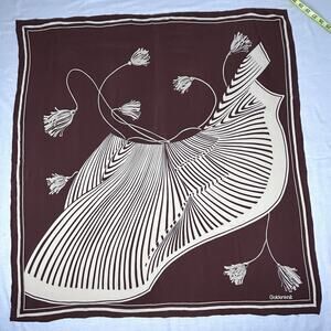 goldenknit VTG scarf mid-century modern rolled hem geometric design 32 x 34 inch